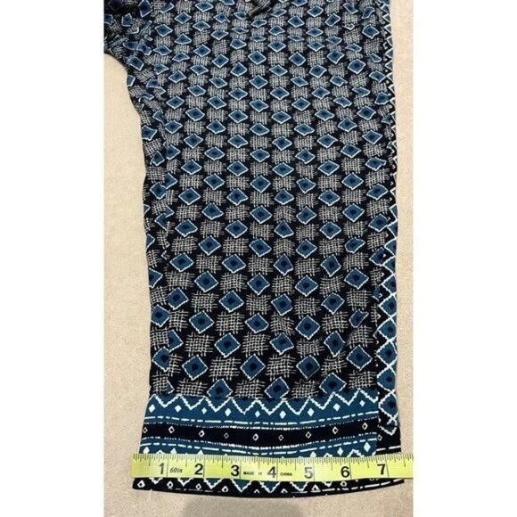 Anthropologie Women’s Geometric Crop Pants Medium Petite Elastic Waist Pockets - Picture 11 of 13